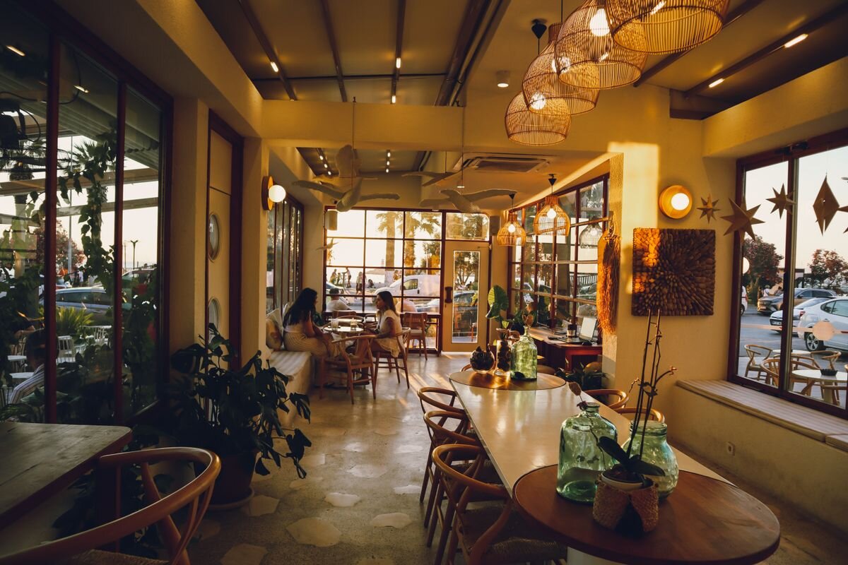 Restaurant interior during service.